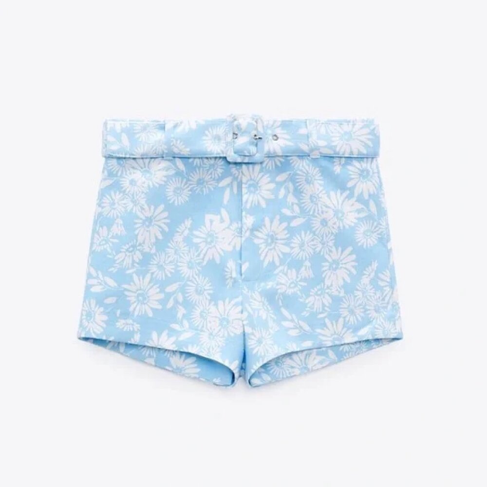Zara Floral Print Shorts (Belt included)